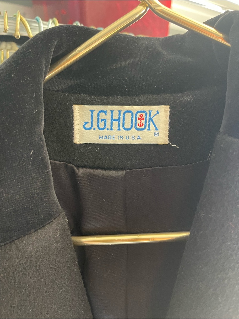 Vintage J. G. Hook Black Women's Wool Blend Long Coat - Picture 2 of 4